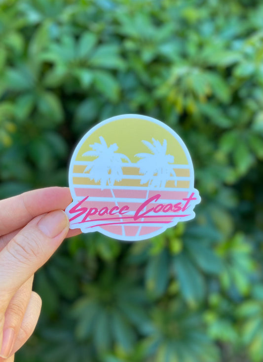 80's palm sunset sticker